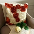 thumbnail image 3 of The HomeCentric Pillow Sham Euro, Decorative Rust European Sham&nbsp;Covers Pack of 2, 26x26 inch (65x65 cm) Silk Pillow Covers, Nature & Floral, Ribbon Embroidery, Euro Pillow Shams - Vintage Lovers, 3 of 10