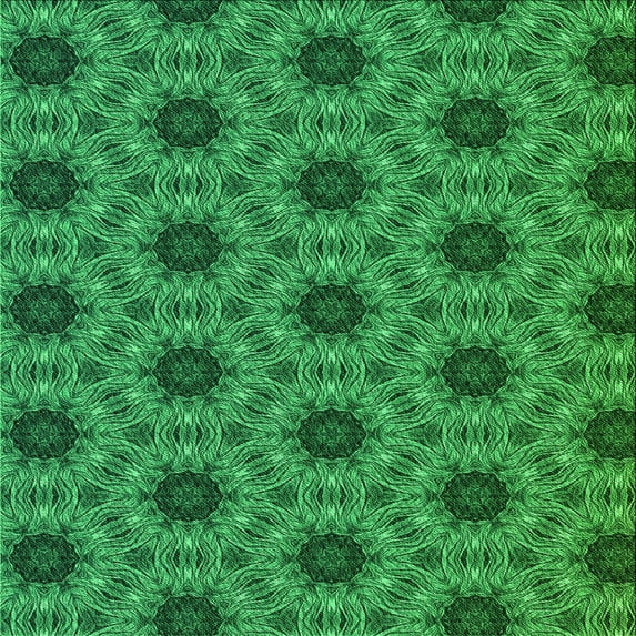 Ahgly Company Machine Washable Indoor Square Transitional Deep Emerald Green Area Rugs, 8' Square