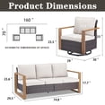 thumbnail image 6 of POCASSY 3 Pieces Patio Furniture Set with 3-Seater Sofa and 2 Swivel Glider Rocking Chairs, All Weather Wicker Outdoor Conversation Set for Pool, Backyard, Garden, Brown Wicker Beige Cushion, 6 of 8