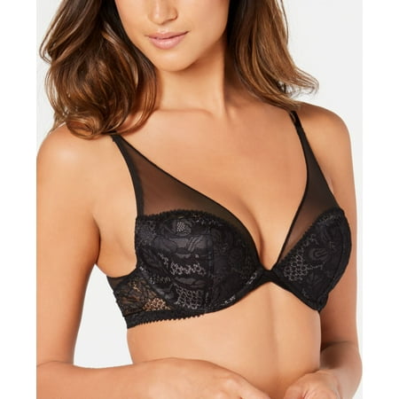 

Calvin Klein Spotted Floral Lace Plunge Push-Up Bra (Black 32 B)