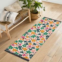 Yayeee Runner Rug for Bedroom 2'x6' Machine Washable Hallway Non Slip Mat, Floral Blooms