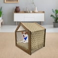thumbnail image 3 of Earth Tones Pet House, Abstract Asymmetric Lines with Inner Little Dots and Circles Design, Outdoor & Indoor Portable Dog Kennel with Pillow and Cover, 5 Sizes, Brown Mustard White, by Ambesonne, 3 of 5