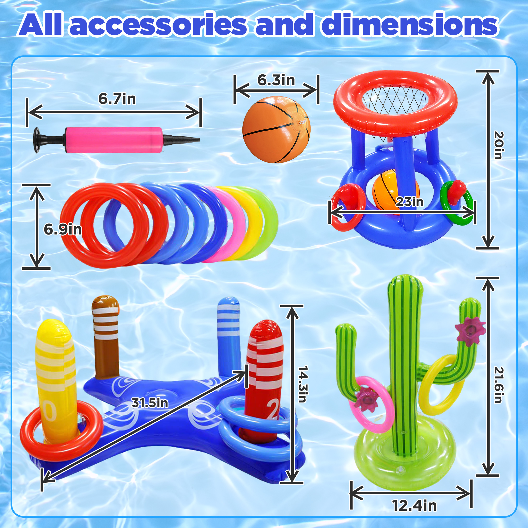 KOPPOP Floating Pool Basketball Hoop & Ring Toss Set photo 3