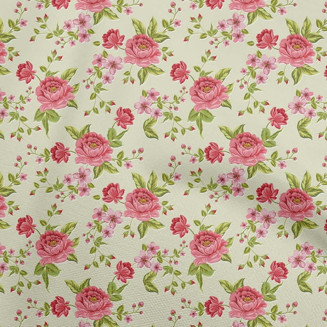 oneOone Rayon Pink Fabric Florals Sewing Material Print Fabric By The Yard 56 Inch Wide