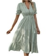 thumbnail image 1 of Birdeem Robe Aguichant Mode Décontractée Slim Femme Manches Courtes Col en V Longueur Genou, 1 of 8
