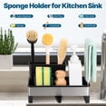 thumbnail image 3 of LIZEVINC Sink Caddy Organizer, Stainless Steel Kitchen Caddy with 360° Self-Drain Sponge Caddy, Removable Brush Holder, Soap & Dishcloth Storage Rack, Rustproof, Non-Slip, for Countertop Organizer, 3 of 8