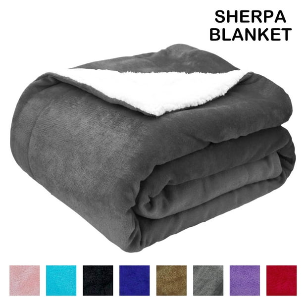 Sherpa Fleece Throw Blanket, Throw Size Soft Fuzzy Throw Blankets, Gray