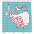 thumbnail image 3 of Ambesonne Saying Shower Curtain, Be Happy Big Fish, 69"Wx70"L, Teal Pink White, 3 of 3
