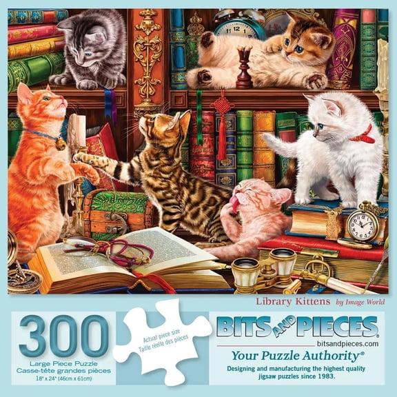 Bits and Pieces Library Kittens 300 Piece Jigsaw Puzzle for Adults 18" x 24" Large Pieces