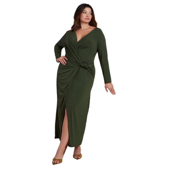 ELOQUII Women's Plus Size Twist Detail Knit Maxi Dress