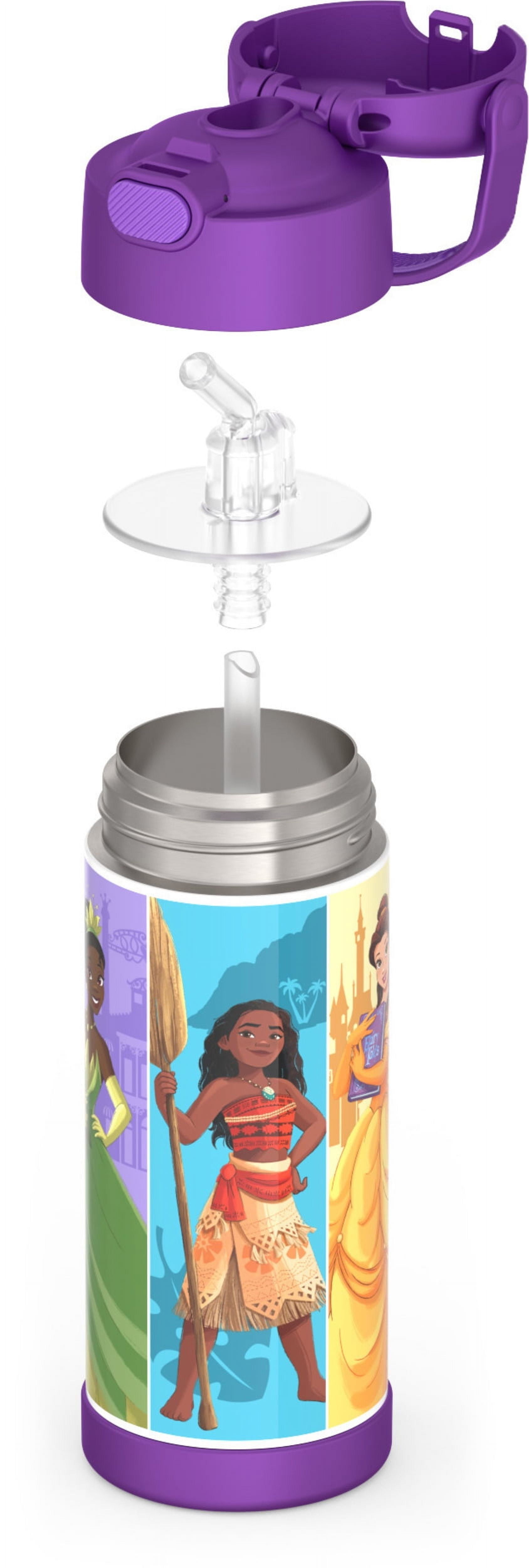 Thermos Kids Stainless Steel Funtainer Water Bottle with Straw, Dishwasher Safe, Leak Proof, Princess, 14oz