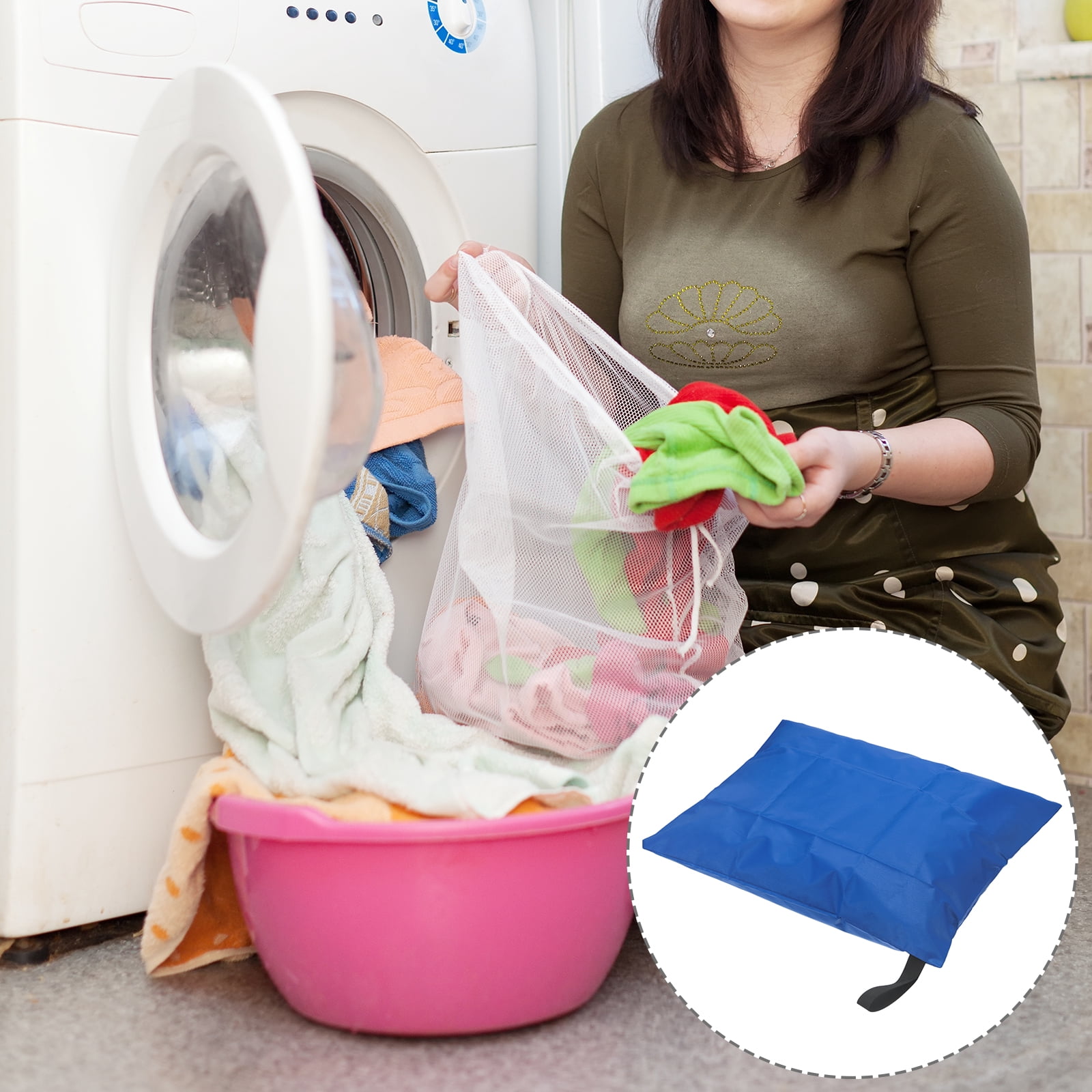 Unique Bargains Wet Dry Bags with Handle Zippered Pockets Blue 32 x 24 Inch