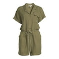thumbnail image 6 of Beach Lunch Lounge Womens Cuff Sleeve Button Romper with Tie Waist, 6 of 6