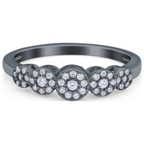 Rose Tone, Simulated Cubic Zirconia Size-10 Five Flower Ring Wedding Engagement Band 925 Sterling Silver