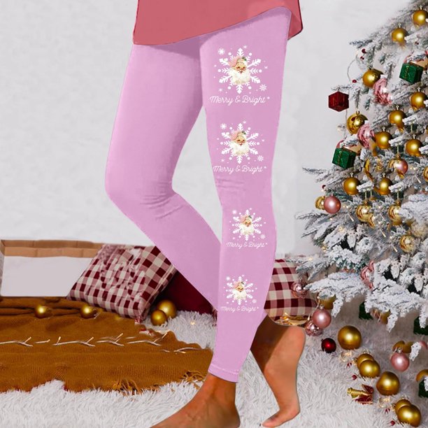WILLBEST Leggings de Mujer, Cintura Alta, para Entrenamiento, Yoga, Pantalones Suaves, Elásticos, con Estampado Navideño, Bloques de Color, Cómodos, para Fitness Chica