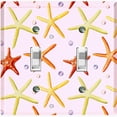 thumbnail image 1 of Metal Light Switch Wall Plate Outlet Cover (Colorful Starfish Bubbles Pink - Double Toggle), 1 of 2