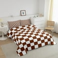 thumbnail image 3 of Erosebridal Brown Checkered Comforter Set Full White Coffee Checkerboard Bedding Set,Plaid Grid Quilt Set Aesthetic Geometric Bed Set Modern Room Decor, 3 of 8