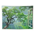thumbnail image 5 of JRXY Misty Lake Forest Tapestry Wall Hanging Nature Green Tree Landscape Window View Tapestries for Bedroom Living Room Dorm Decor Painting, 5 of 6