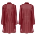 thumbnail image 3 of Oyolan Cardigans Kimono pour Femmes en Mousseline Transparente, Cache-Maillots Décontractés Amples, Boléro Ouvert à l'Avant, Vêtement d'Extérieur Bourgogne P, 3 of 7