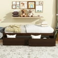thumbnail image 2 of Miniyam Wood Twin Bed with 2 Storage Drawers for Kids, Dark Brown, 2 of 6