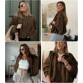 thumbnail image 6 of Womens Suede Zipperd Bomber Jacket Lapel Long Sleeve Motorcycle Cropped Coat Y2k Going Out Jackets Outerwear, 6 of 8