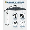 thumbnail image 2 of 10ft Solar LED Offset Hanging Market Patio Umbrella for Backyard, Poolside, Lawn and Garden w/Easy Tilt Adjustment, UV Protection, Sturdy 8 Ribs - with 32 LED Lights, 2 of 7