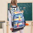 thumbnail image 7 of FORMRS Unisex School Backpack 17" Student Travel Bag with Laptop Compartment, Red Hand Drawn Sailboats, 7 of 7