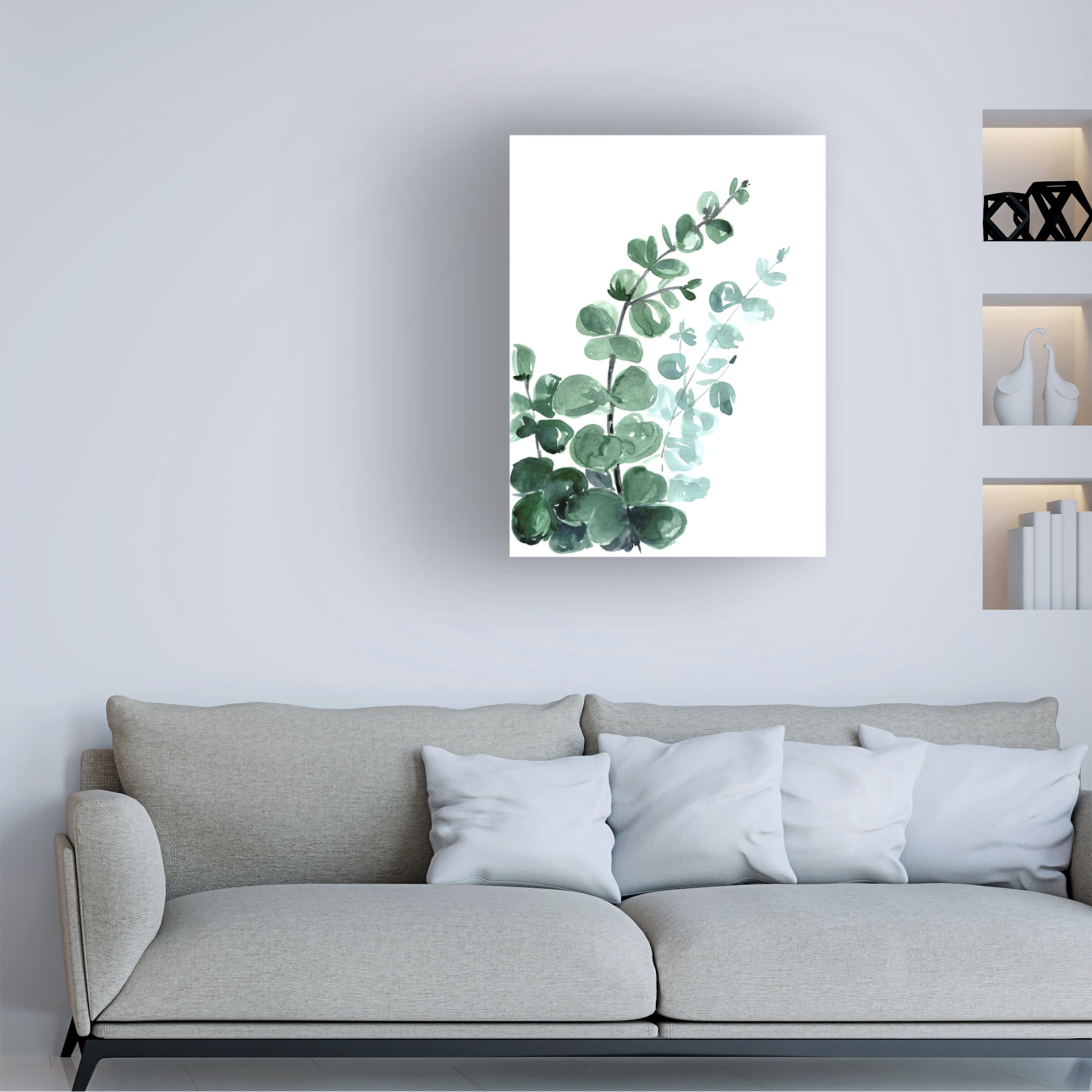Canvas Wall Art - blursbyai 'Watercolor Eucalyptus Bouquet' Wall Art for Living Room, Bedroom, or Office Décor by Trademark Fine Art - 14 x 19 Inches