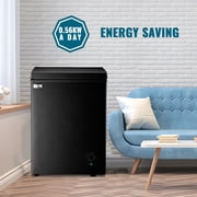 3.5 Cubic Chest Freezer, Compact Deep Freezer with Top Open Door and Removable Storage Basket, 7 Gears Temperature Control, Energy Saving, for Office Dorm or Apartment