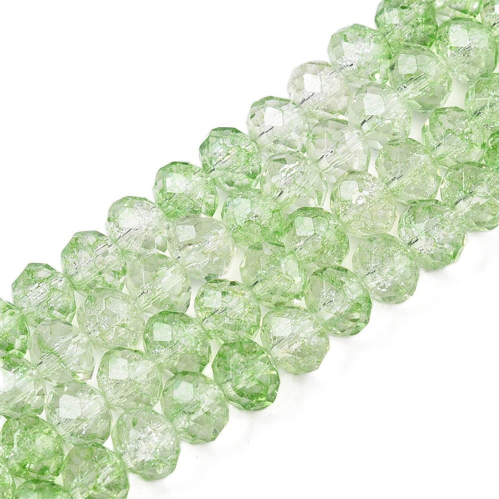 Transparent Glass Beads Strands Faceted(32 Facets) Rondelle Pale Green 6x5mm Hole: 1mm about 80~85pcs/strand 38~40cm