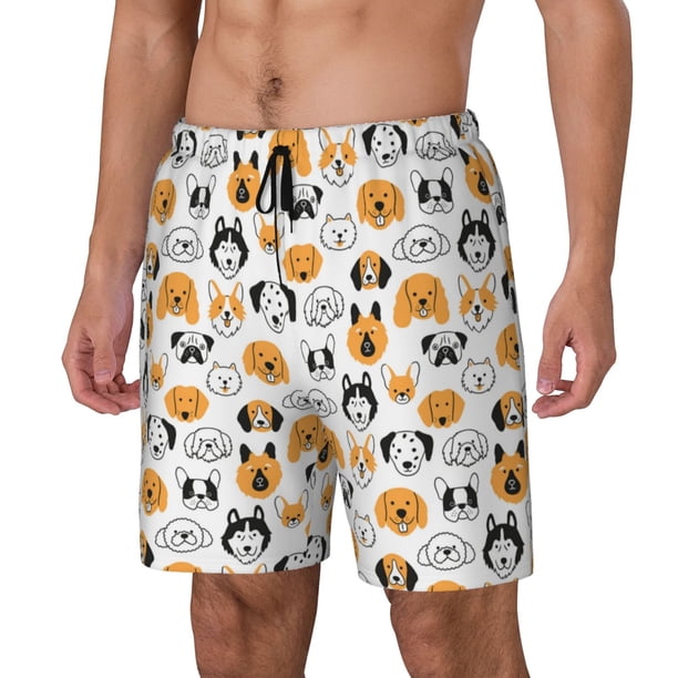Balery Dog Faces Bañador para hombre, shorts de playa de secado rápido con entrepierna y forro de compresión-Medium