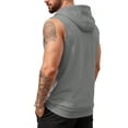 thumbnail image 3 of Dresfit Tank Tops Mens Zip Up Sleeveless Hoodie Hooded Quarter Zip Vintage Sweatshirt Summer 2026 Bodybuilding Lightweight Muscle Fit Running Tanks Light Gray XL, 3 of 4
