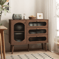 thumbnail image 2 of YINGYING  Modern Sideboard Buffet Cabinet, 39.37 Coffee Bar Cabinet with 3 Drawers & Door, Wooden Accent Cabinet with Shelves, Kitchen Storage Cabinet for Living Room, Entryway, 2 of 12