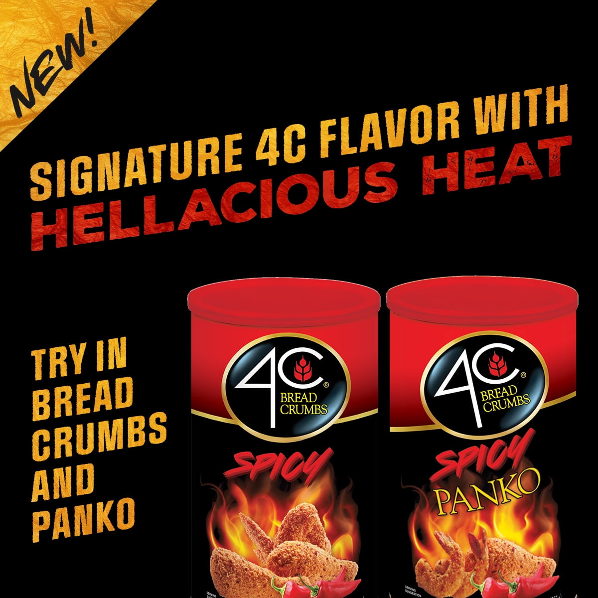 (6 pack) 4C Spicy Panko Crumbs, 13oz Canister