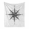 thumbnail image 1 of Compass Soft Flannel Fleece Throw Blanket, Seamanship Hand Drawn Windrose Complete Directions North South West, Cozy Plush for Indoor and Outdoor Use, 70" x 90", Charcoal Grey White, by Ambesonne, 1 of 6
