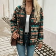thumbnail image 2 of Ruimatai Women's Aztec Print Fleece Shacket Long Sleeve Collared Boho Patchwork Button Up Jacket Coat for Fall and Winter, 2 of 9
