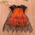 thumbnail image 4 of Qiylii Girls Halloween Dress Spider Mesh Tutu Crew Neck Short Sleeve Dress, 4 of 6