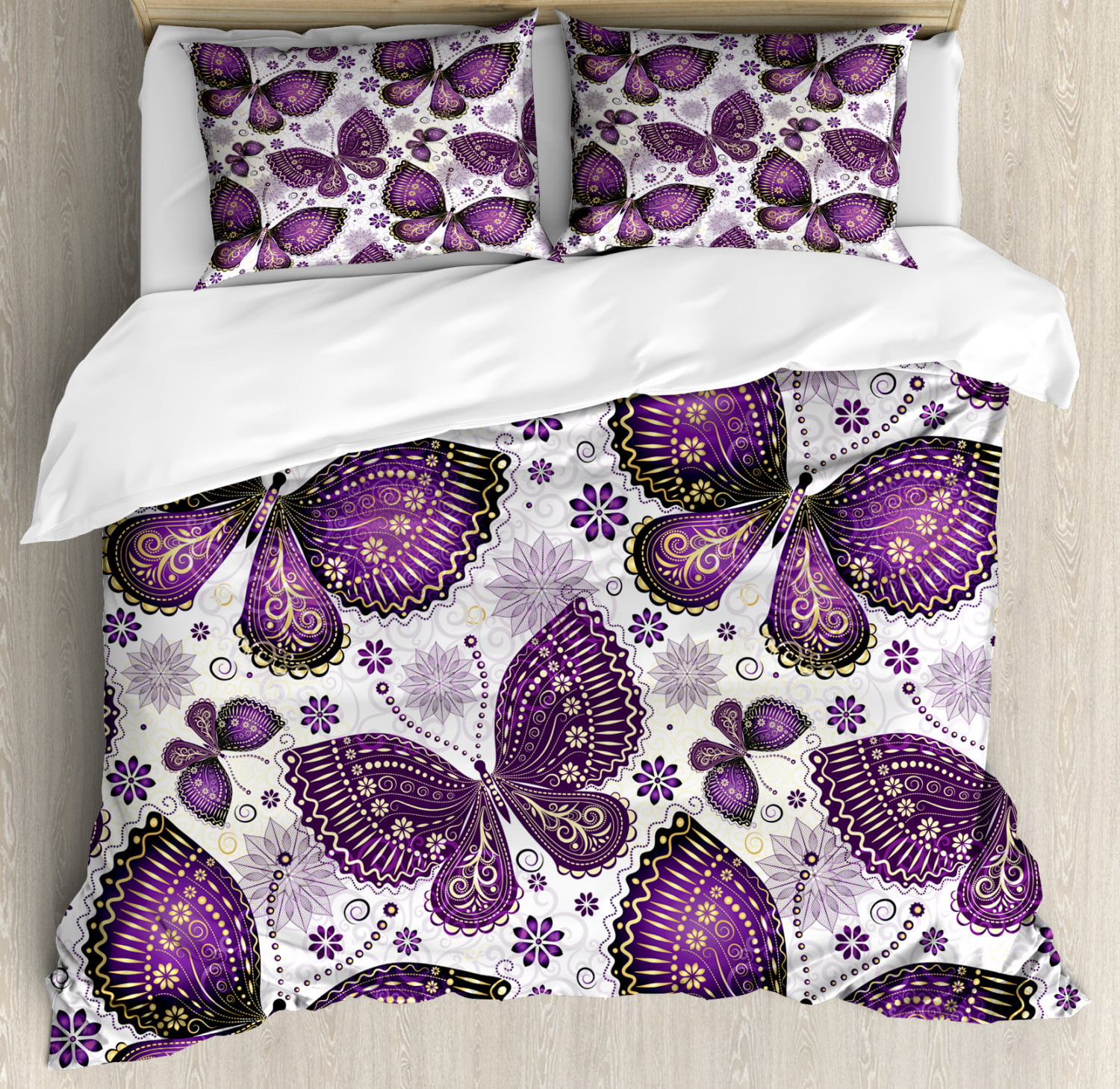 Butterfly Duvet Cover Pillowcase Twin Full Queen King Bedding Set Paisley Floral 