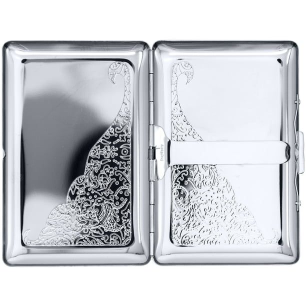 Set of 2 Ultra Compact Metal-Plated King Size Cigarette Case