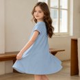 thumbnail image 6 of Grblisyd Girls Dresses Size 10-12 Solid Color Short Sleeve Casual Dresses Summer Kids Crew Neck Loose Midi Dress, 6 of 6