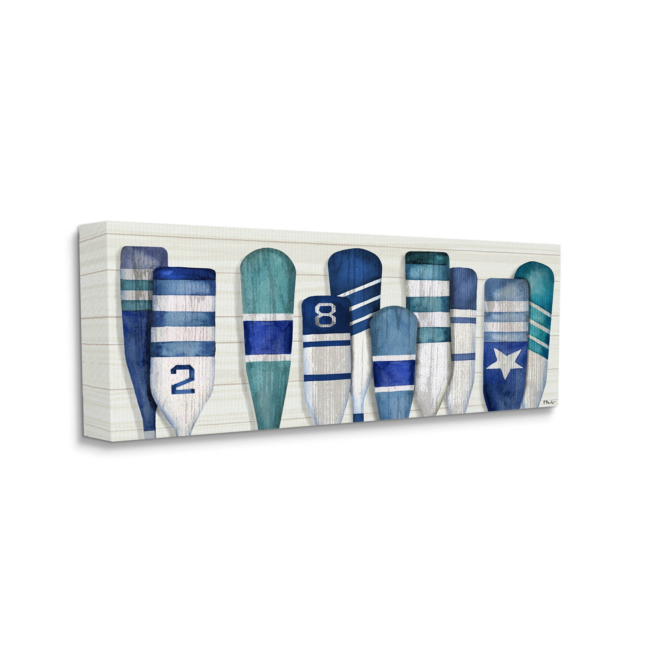 Stupell Industries Port Oars Nautical Blue Patterns Graphic Art Gallery Wrapped Canvas Print Wall Art, Design by Paul Brent