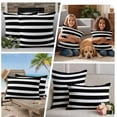 thumbnail image 5 of Black Striped Outdoor Waterproof Pillow Covers, Modern Simple Monochrome Geometric White Decorative Square Throw Pillowcase Sofa Cushion Sham for Patio/Couch/Chair, 24"x24" 2 Pack, 5 of 8