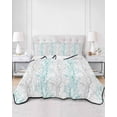 thumbnail image 3 of Teal Grey Branch Queen Size Down Alternative Comforter, Lightweight Comforter Quilt Bedding Set with Pillow Shams Spring Summer Pastoral Botanical All Seasons Bed Comforter Duvet Insert 90"x96", 3 of 7
