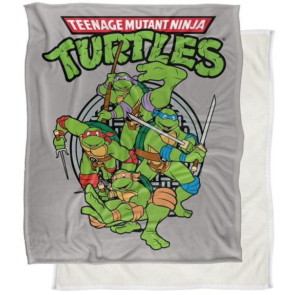 TMNT Blanket, 50"x60" TMNT Group Silky Touch Sherpa Back Super Soft Throw Blanket