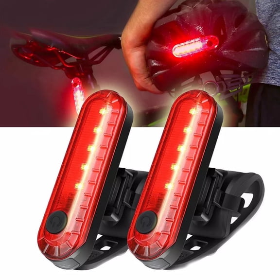 2 pcs Rechargeable Bike Tail Light Set – Super Bright LED Bicycle Rear Safety Lights with USB Charging, Waterproof Design, and Versatile Mounting for Helmets and More
