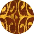 thumbnail image 1 of Ahgly Company Machine Washable Indoor Round Abstract Yellow Modern Area Rugs, 6' Round, 1 of 4