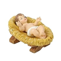 AOOOWER Artistic Resins Baby In Manger Nativity Figurine for Festives Indoor Decoration