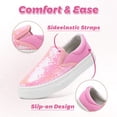 thumbnail image 4 of Kids Canvas Slip On Shoes Sparkle Sequins Canvas Sneakers Sparkly Flat Loafers Casual Walking Shoes Glitter Comfortable Tennis Shoes for Boys Girls, 4 of 6