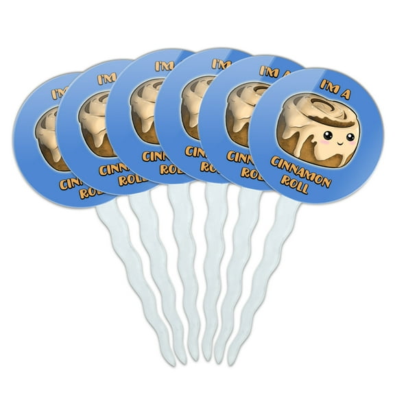I'm A Cinnamon Roll Kawaii Cupcake Picks Toppers Decoration Set of 6