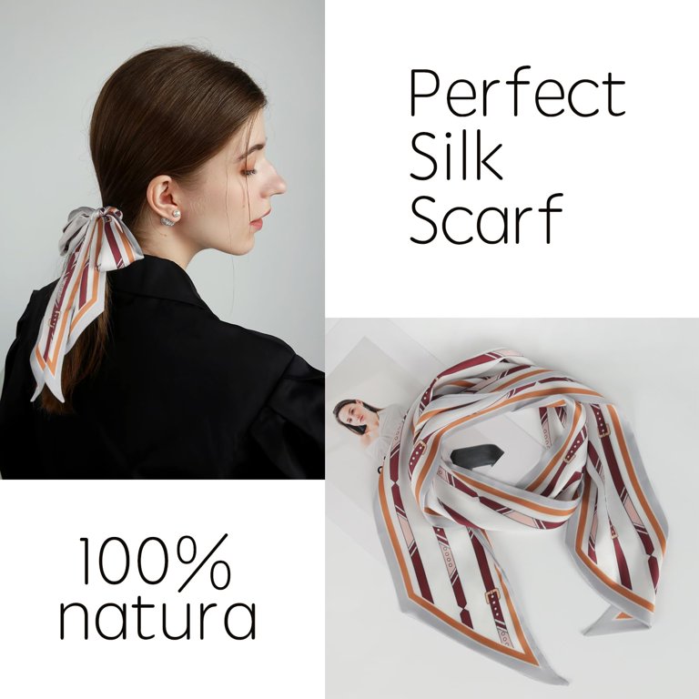 Satin Scarf Mulberry Silk Printed Head Wrap Hair Band 7\